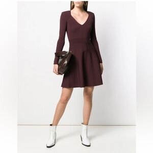 SANDRO Otane Pearly Cuff Long Sleeve Fit & Flare Dress Size 36 (US 4 or S)